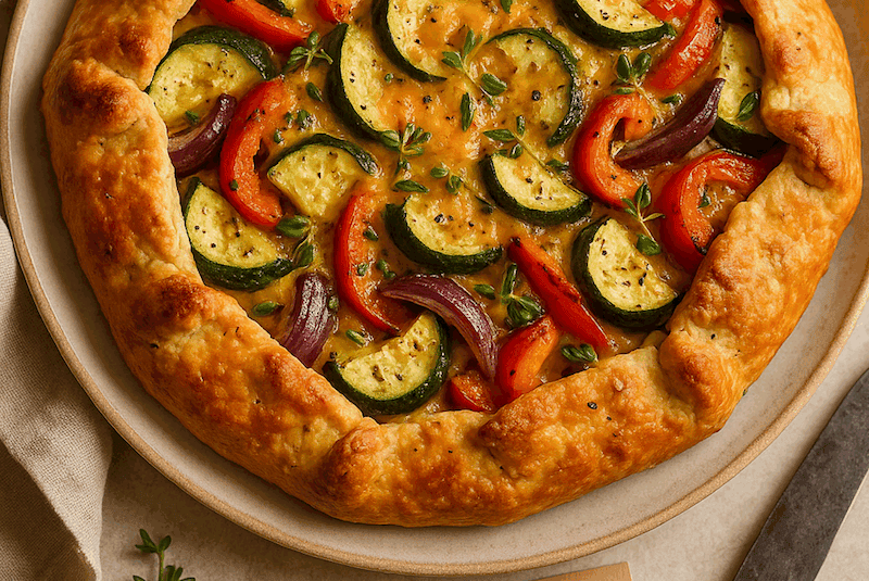 CHEDDAR AND HERB SAVOURY GALETTE WITH ROASTED VEGGIES